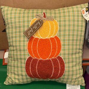Plaid Pumpkin Stack Decorative Pillow